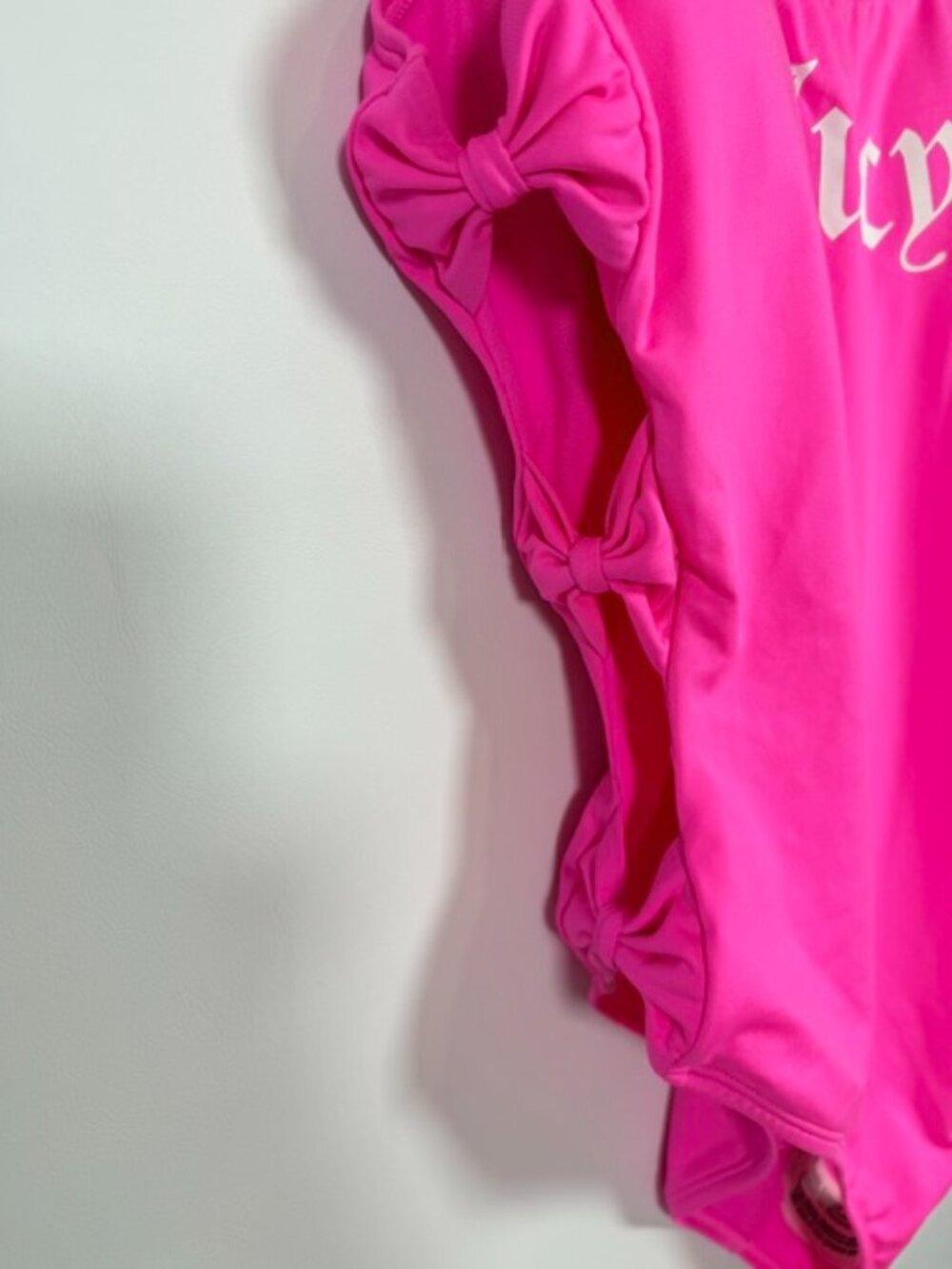NWT Juicy Couture Y2K One Piece Bathing Suit Cut Out Sides with Bows Pink XL - Picture 3 of 10